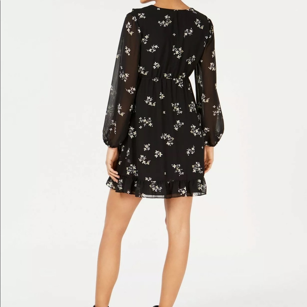 NWT Bar III• Black Floral Ruffle Dress - Picture 7 of 7